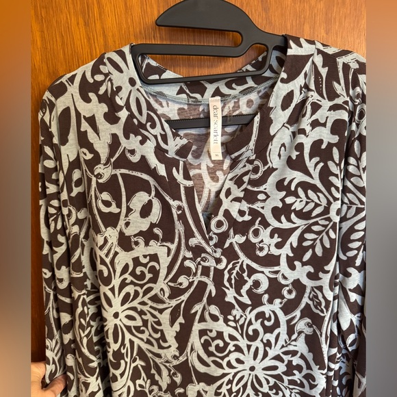 Dear Scarlett Chocolate Mint 3/4 Sleeve V Neck Tunic Top size XL - Picture 10 of 13